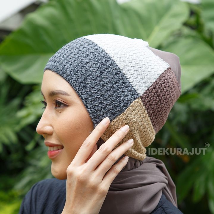 Ciput Rajut Bandana Pattern Zigzag 4 Warna | Lazada Indonesia