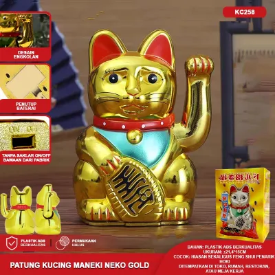 Kucing Hoki Lucky Cat Baterai Kucing Rejeki Patung Kucing Hoki Dekorasi Meja Rumah Kantor Souvenir