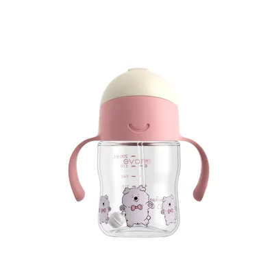 Evorie Tritan Weighted Straw Sippy Cup with Silicone Straw and Handles for Baby and Toddler 6 months + | 200mL Sweet Pup