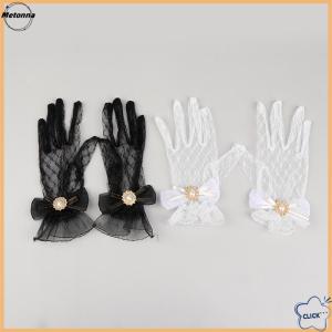 Follow Get More【Metonna】 Girl Lolita Mesh Bow Flower Lace Gloves Black White Lace Gloves lolita Lace Sleeves Cosplay Jewelry