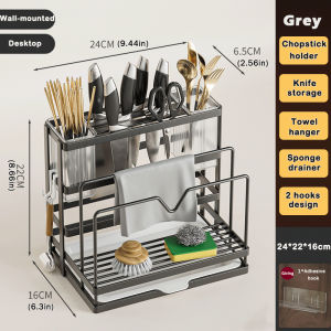 HOGO Multifunction Knife Holder Cutting board Integrated Storage Rack Kitchen Cutlery Pot Cover Organizer Stand Chopstick Drainer Cage