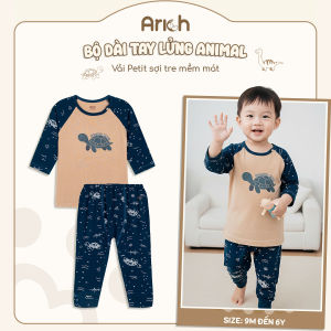 Bộ tay lửng quần dài Arich Animal vải sợi tre petit cho bé trai bé gái size 9 tháng đến 6 tuổi