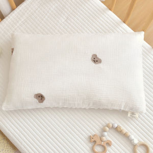 หมอนป้องกันเด็กลายการ์ตูนผ้าตาข่ายผ้าฝ้ายเด็กหญิงเด็กชายถอดได้เบาะนอนนิ่มขนาด30*50ซม.