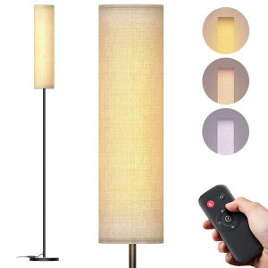 Brifit Floor Lamp with Remote Control for Bedroom/Living Room/Office Modern Living Room LED 4 Color Temperature & Stepless DimmerElegant Standing 3000k-7000k Lamp with Linen Lampshade Timmer
