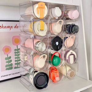 Multi-Tier Transparent Stackable Dustproof Water Cup Storage Rack Kitchen Fridge Wine Holder Storage Rack