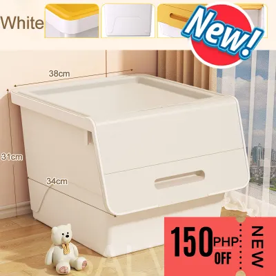 SALVO Stackable Plastic Storage Box With Wheels Flip Top Home Organizer For Toys Ottoman Snack Drawer Storage Cabinet Mega Box