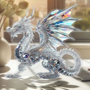 UMI 2D Peacock Dragon Animal Desktop Ornament Acrylic Art Table Top Sculpture Room Figurine Office Home Decor Unique Gift