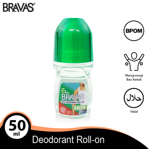 BRAVAS Roll On Deodoran Pria 50 ML Anti Keringat / Lengket / Noda Perspirant Deodorant Original Halal XX-CT Biru