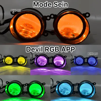 Sepasang Lampu FOGLAMP Kabut Toyota 3 INC Original Blue Lens C990 Cahaya Flat Cut High Low Full Aluminium Waterproof