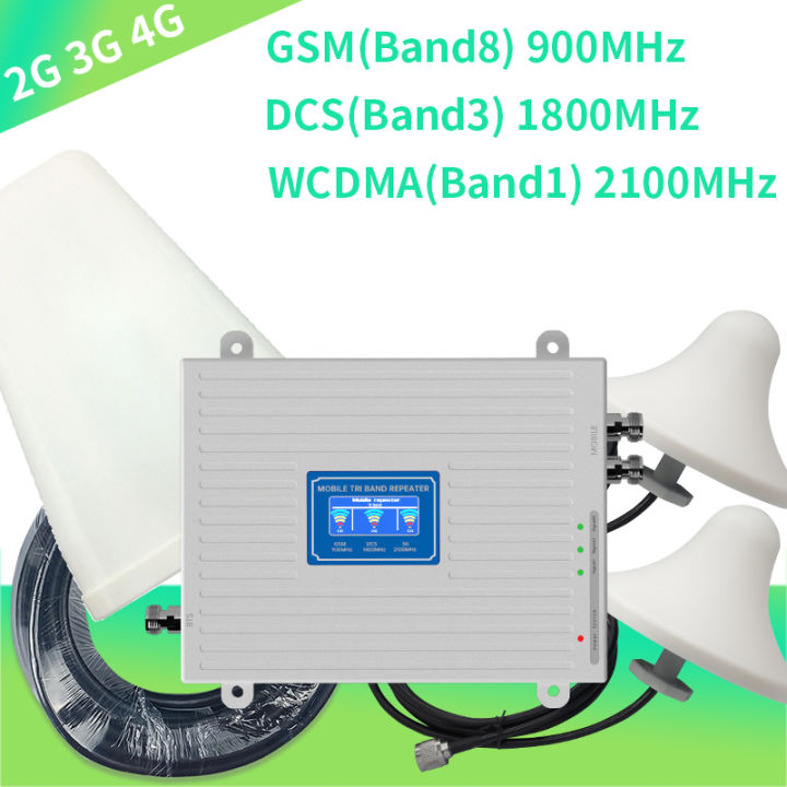 Repeater penguat seluler GSM 2G 3G 4G LTE Booster Sinyal 900 1800 2100 DCS  WCDMA Dengan dua antena dalam ruangan Lazada Indonesia