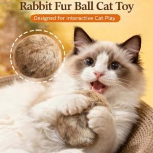 LETIGO Rabbit Fur Cat Toy Ball Soft Scratch Resistant Fluffy Cat Toy Gifts Durable Silent Cat Toys for Indoor Cats Kicks Chase Games