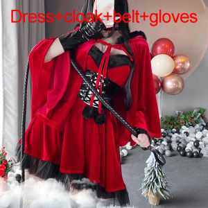 20232024 Women Christmas Xmas Lady Santa Claus cosplay costume lingerie winter red black dress cape cloak maid waitress uniform