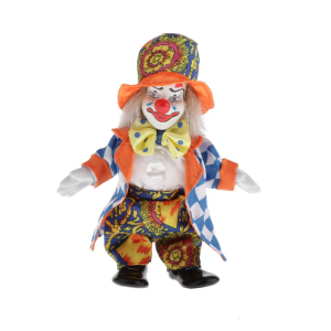 Flexible Part Ceramic Entertainer Statue Bright Fabric Costume Seasonal Decoration Gift For Christmas Celebration 6.30 Inches