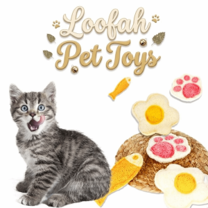 PAZNUL Dental Care Natural Loofah Cat Chew Toys Enrichment Teething Comfort Interactive Kitten Toys Healthy Loofa Dental DogToys Pet Supplies
