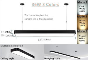 LED Office Pendant Lamp LED Office Linear Light Hanging Light T8 LED Strip 4 Feet Fixtures