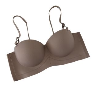 YOCKY Spaghetti Strap Push-up Bra Thicken Cup 1/2cup Wireless Bras Women Simple Intimates Boob Tube Top Women