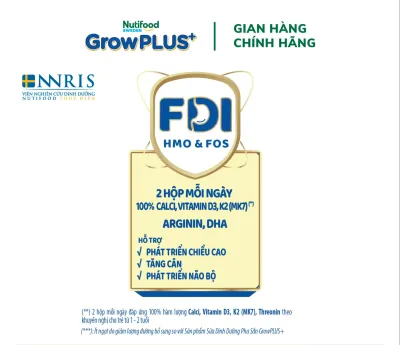 Sữa Bột Pha Sẵn Nutifood Sweden GrowPLUS+ Cao lớn vượt trội - Hỗ trợ phát triển chiều cao hộp 180 ml (24 hộp x 180ml)