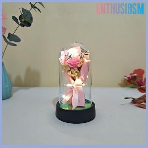【Enthusiasm】🌟🌟【Hot Sale】🎈 1 Set Eternal Rose Light Soap Flower In Acrylic Cover LED Valentine Day Gift For Girlfriend Mothers Day Wedding Bridesmaid Gift