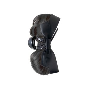 ERYRG Chignon Flower Bun Head Wig Black Bowknot Claw Clip False Hair Pieces Korean Style Natural Ball Head Wig Women