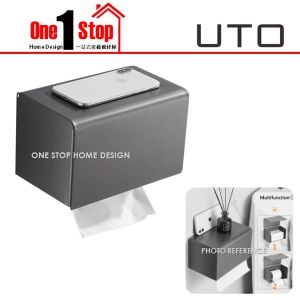 🔥UTO🔥 ALUMINIUM GUNMETAL TOILET PAPER HOLDER