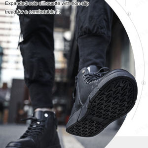 minbai01 [Hot selling] Cotton shoes leather upper high top shoes fashionable mens leather shoes