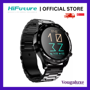 HiFuture FutureGo Pro Smart Watch Black 1.32" FHD Display Health Meter Heart Rate IP68 Waterproof Wireless Calling Stunning Metalic Frame Stainless Steel upto 20 days battery life