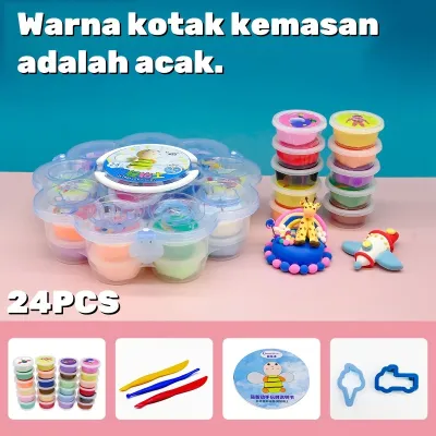 Set Mainan Clay Mainan Tanah Liat Berwarna 12 Pcs / 24 Pcs Clay Warna Mainan Edukasi Anak