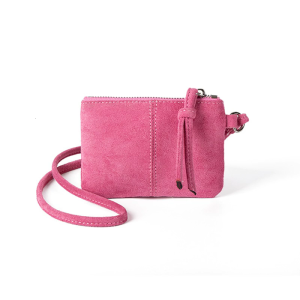 Trendy Leopard and Key Neck Bag PU Wallet with Comfortable Neck Strap Purse Change Pocket for Everyday Carry