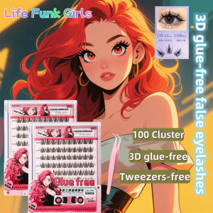 BQI and LIFE Girls 3D Cartoon Red False Eyelashes Glue-free Self-Adhesive Softer Lashes For Beginners Reusable Natural Simulation Grafting Eyelash Long-lasting Curling
