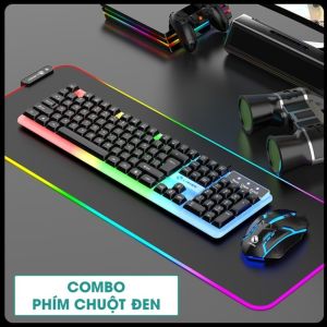 Bàn Phím Giả Cơ Kèm Chuột Gaming Có Dây Tích Hợp Đèn Led Bật Tắt Phiên Bản Keycap Mới Jack Bộ bàn phím phát sáng