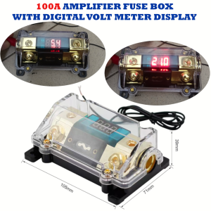 100A Car Audio Power Ampifier Fuse Box Digital Volt Meter Display Voltage Metal Terminal 2 4 Channel Amp Monoblock High Performance Accessories