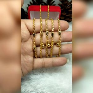 Gelang Nori Ukir Panjang 17cm Perak 925 Sepuh Emas Kuning