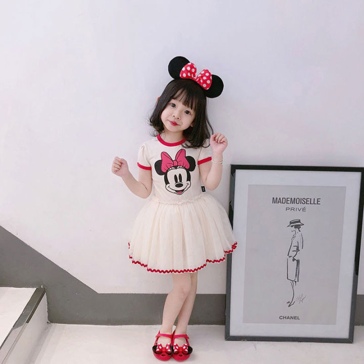 YIHAN Kids Baby Girl Cute Mickey Mouse Party Dress Casual Dress Children s Mesh Cartoon Skirt 3Y 7Y Lazada