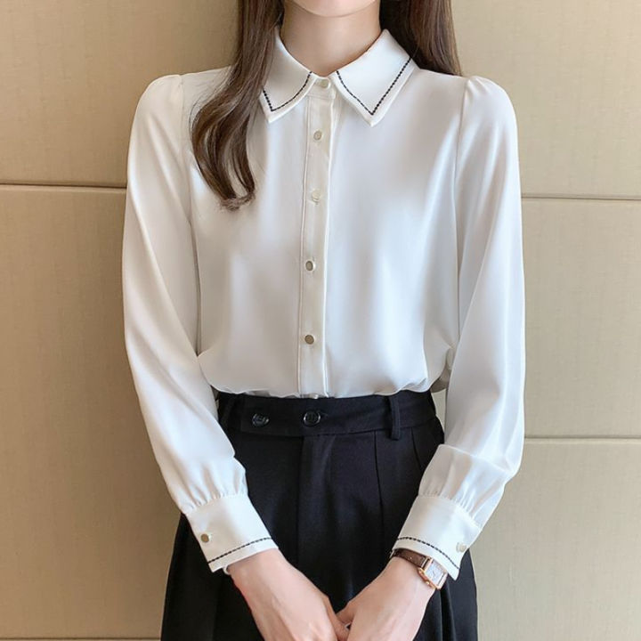 Stripe Shirt Women Plus Size Casual Office Blouse Korean Style