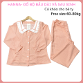 Đồ bộ bầu sau sinh cho bé ty lụa mango cao cấp thoáng mát có size từ 60 tới 80kg tay dài quần dài có lưng thun chỉnh. 