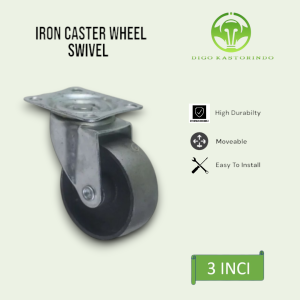 Roda Kastor Besi Hidup 3 Inci Iron Caster Wheel Swivel Light Duty