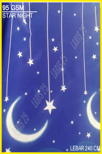 TERMURAH MOTIF STAR NIGHT BAHAN KAIN TERLARIS KATUN MIKROTEX UTK SPREI GORDEN BEDCOVER PER 05M DAN 1M
