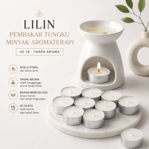 907 - Paket isi 10pcs Lilin Pembakar Minyak Aromaterapi Tidak Beraroma Unscented Candle Light in Cup