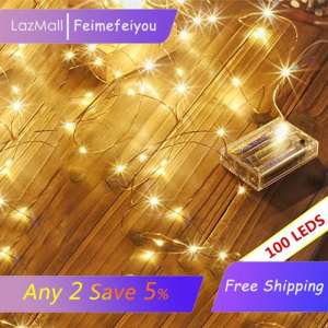 Decoration LED strip light holiday light 10 meters 100 led beads copper wire powered by 3AA battery