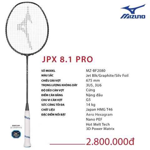 Vơt cầu lông MIZUNO JPX 8.1 PRO Với Sự Linh Hoạt Cho Cặp Đôi Và Sức Tấn Công Mạnh Mẽ,Dũng Mãnh Thiên Về Tấn Công