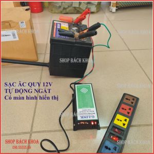 Bộ sạc acquy ô tô sạc acquy dự phòng. Tự động ngắt khi đầy điện. Có màn hiển thị có LED hiển thị. Điện áp 12V. Shop Bách khoa