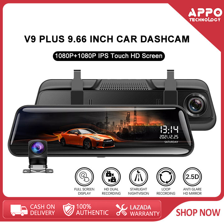 APPO V9 PLUS 10 inch Dashcam Dual Lens Full HD 1080P IPS Touch Screen ...