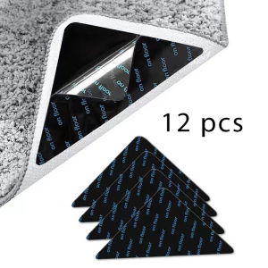 12Pcs Rug Tape Carpet Anti Slip Mat Double-Sided Non Slip Carpet Grippers Rug Tape Corners Pad