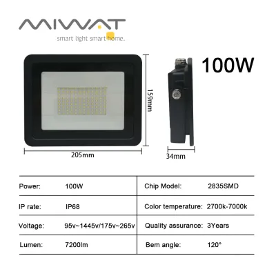 MIWAT LED Flood Light Outdoor 10W 20W 30W 50W 100W Super Bright Security Light IP68 Waterproof LED Spotlight Street Lamp for Parking Lots Garden Playground Yard