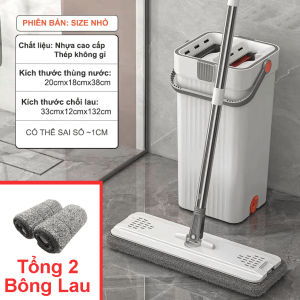 Bộ cây lau nhà 360 độ thông minh cho nhà tắm cao cấp tách nước có thùng cán dài có sẵn bông lau