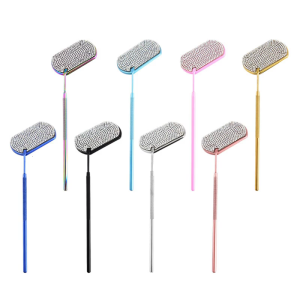 Professional Eyelash Mirror Long Handheld Tool with Rhinesotne Decoration For False Lashes Extension And Makeup Check