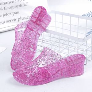 New 2024 Summer Crystal Jelly Transparent Plastic Slippers For Women Indoor Fruit-Style Soft Sole CoupleS Glitter Anti-Slip Wear-Resistant Shoes