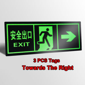 Self Luminous Bothway Safety Exit Sign Wall Sticker Hanging Fluorescent Evacuation Indicator Lamp