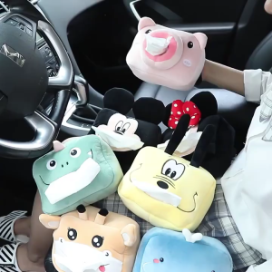 Cartoon Animal Pattern Paper Case Car Headrest Tissue Box Tissue Dispenser Bag Car Tissue Holder Car Interior Decoration