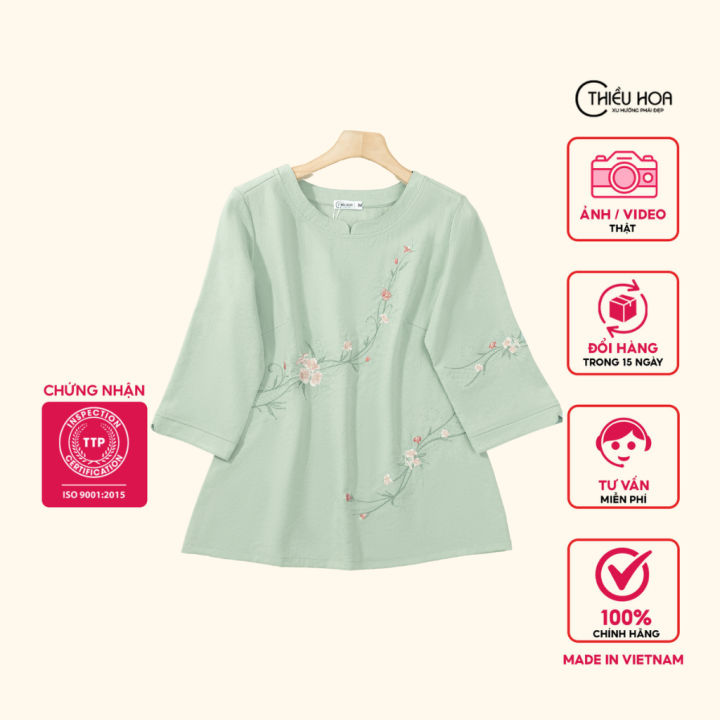 Áo kiểu nữ trung niên chất linen thiết kế sang trọng, quý phái phù hợp ...